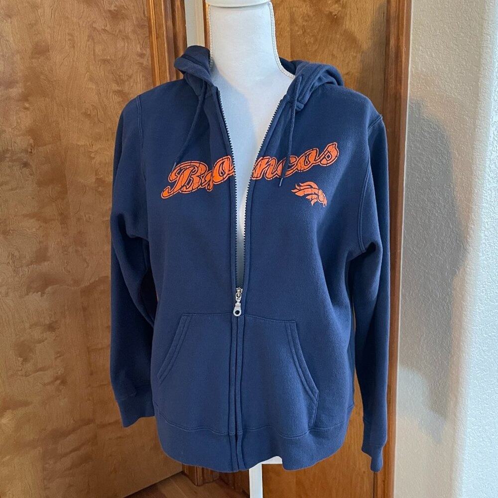 Ladies' Denver Broncos Zip-Up Hoodie Sweatshirt, Size L